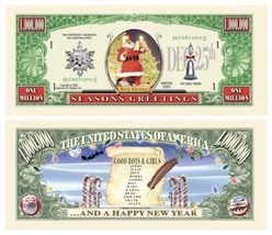 Seasons Greetings 50 Pack Christmas Collectible Novelty 1 Million Dollar Bills - £14.75 GBP