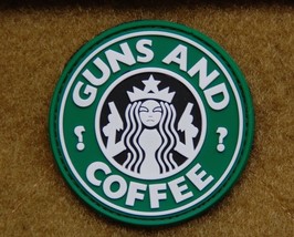 PVC Guns and Coffee Uniform Morale Patch Walking Dead Undead Hook Fastener - £6.23 GBP