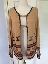 Denim &amp; Co. Southwestern Tribal Cotton Cardigan Sweater Size Large  - £14.24 GBP