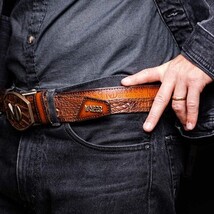 Texas Caiman and Calfskin Western Belt Aged Maple image 10