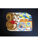 Vintage Stand Up Squirrel with Peanut Cart Birthday Greeting Card - No E... - $12.99