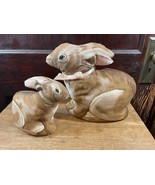 Pair of Homeade from Pattern Plush Brown Bunnies Rabbits Large and Small... - £18.95 GBP
