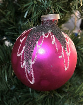 vtg glass Christmas Ornament Pink mercury glass West Germany Mica/ glitter - £15.61 GBP