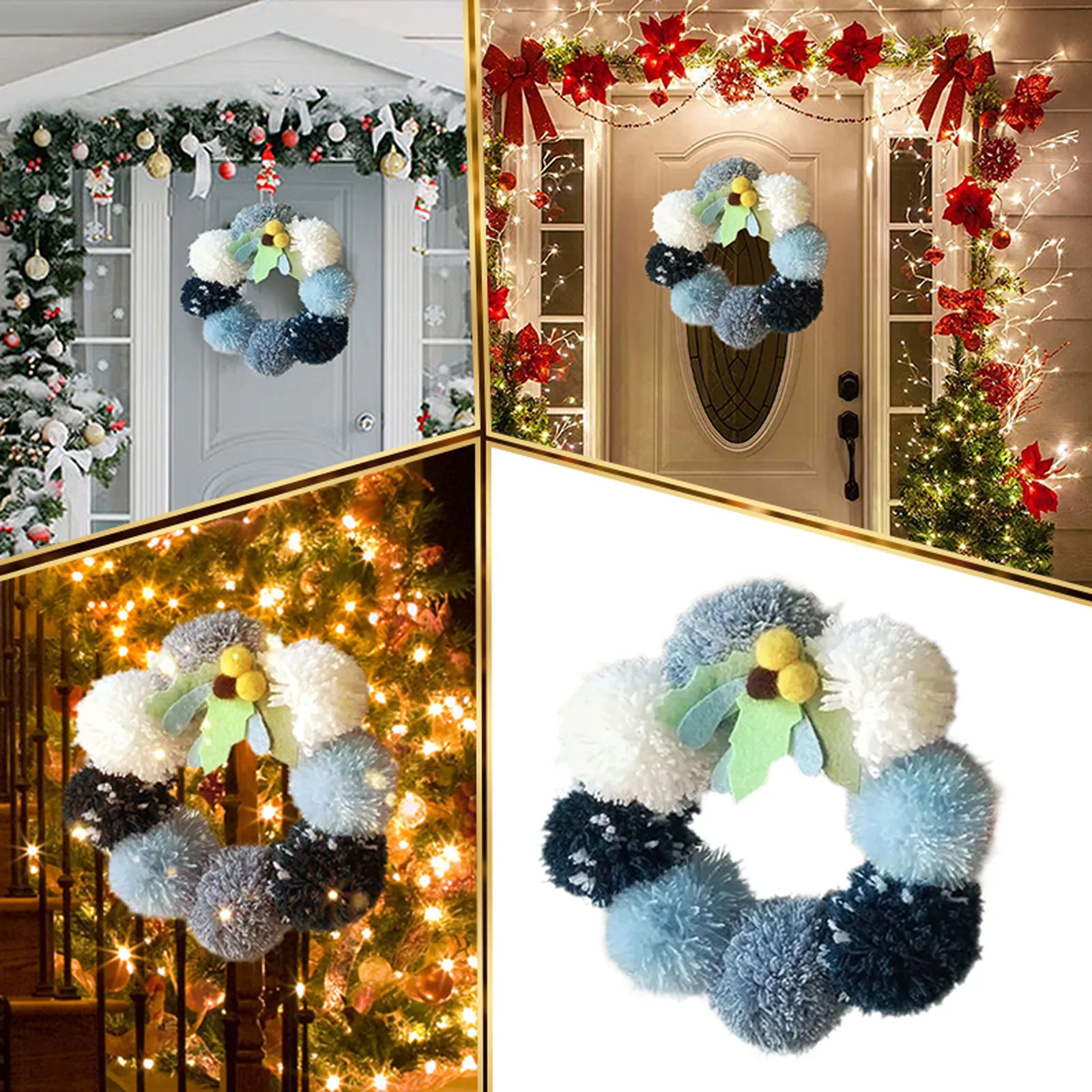 Extra Large Outdoor Christmas Wreath Chr Christmas Village Street Lights Battery - £120.77 GBP