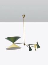 Midcentury Brass Sputnik Chandelier Vintage Stilnovo Italian Fixture celling lam - £361.48 GBP