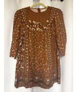 Zara Girls Size 10 140 Cm Brown Floral Mini Dress Long Sleeve  Soft Coll... - $10.99
