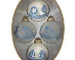 Classic Collection Ornaments  Hand Decorated Blue White Baby Balls Set o... - £16.09 GBP