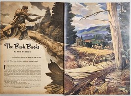 1949 Magazine Picture Hunter &amp; Buck Deer in Woods Illustrated by C.E. Monroe - £14.09 GBP