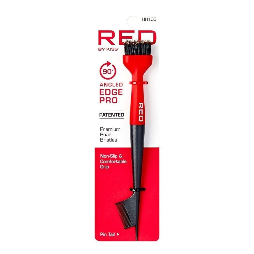 RED BY KISS 90° ANGLED EDGE PRO BRUSH W/ PIN TAIL PREMIUM BOAR BRISTLES ... - $3.59