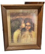 Home Interiors Framed Print First Kiss Ethnic Little Kiss 20&quot;x17&quot; Margar... - $1,795.13 MXN