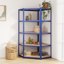 vidaXL 5-Layer Corner Shelf Blue Steel&amp;Engineered Wood - £243.36 GBP