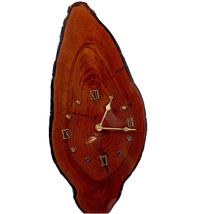 Lacquered Wood Slab Clock Tree Log Bark Live Edge Battery 9x22 tall Vintage - $19.95