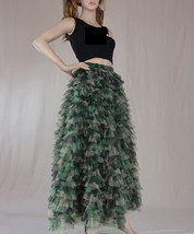 Army Print Layered Tulle Skirt Outfit Women Custom Plus Size Tulle Maxi Skirt image 4