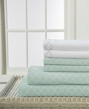 Parker &amp; Quinn Revina Print Spa Blue 6 Pc. Sheet set - Full - £33.14 GBP