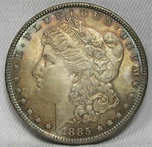 1885-P Morgan Dollar GEM UNC Coin w/ Original Bloom Rim Toning  AD607 - £152.19 GBP