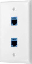Ethernet Wall Plate 2 Port Cat6 Keystone Female to Female White - £14.68 GBP