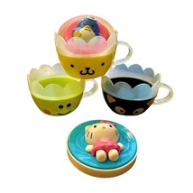 Lot of 3 McDonalds Hello Kitty Sanrio Happy Meal Toy Tea Cups with 2 Lids 2017 - £7.57 GBP