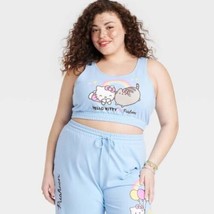 Hello Kitty x Pusheen Tank Top Bra Cropped Blue Plus Size XXL Blue NWT - £19.17 GBP