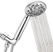 Sunrosa Shower Head With Handheld, Six Function 4&quot; Chrome Face High Pressure - £30.54 GBP