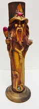 Vintage Wood Wizard Pipe Flute Sorcerer Hand Crafted Gem Stones w Stand 10.25&quot; - £46.91 GBP