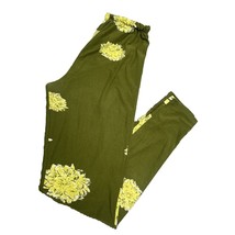 LuLaRoe OS Leggings Green With Yellow Flower Soft Casual - £14.59 GBP