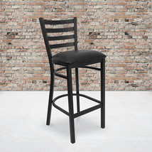 Black Ladder Stool-Black Seat XU-DG697BLAD-BAR-BLKV-GG - £77.93 GBP