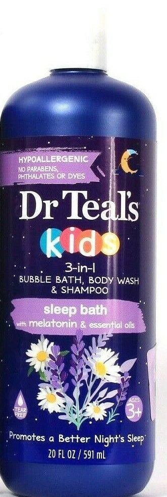 Primary image for 1 Bottles Dr Teal's 20 Oz Kids 3 In 1 Sleep Bubble Bath Body Wash & Shampoo
