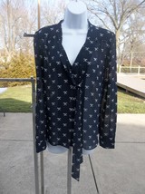 Nwot Ann Taylor Navy Ribbon Blouse M - $19.99