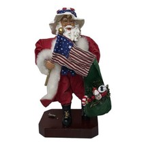 AMERICANA Santa Claus Christmas Holiday Figure w/Flag Patriotic Wooden M... - £36.04 GBP