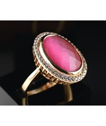 *14K Yellow Gold CZ Pink Gemstone Ring Size 7.75 - $9,205.10 MXN