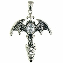 Dragon Sword Necklace Mens Womens Stainless Steel Cosplay Draco Dagger Pendant - £14.84 GBP