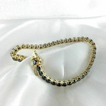 14k Yellow Gold Plated 8Ct Round Simulated Black Diamond Wedding Tennis Bracelet - £174.79 GBP