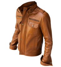 New Handmade Men&#39;s Brown Color Biker Leather Jacket 2019 - £115.07 GBP