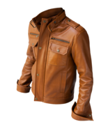 NEW HANDMADE MEN&#39;S BROWN COLOR BIKER LEATHER JACKET 2019 - $2,741.49 MXN