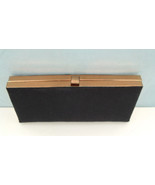 Vintage black with gold color metal trim evening clutch handbag purse  - $19.75