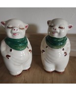 1940s Shawnee Pottery Large 5" Smiley Pig Salt & Pepper Shakers 1 Is Repaired - $23.74