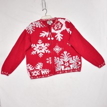 Vintage Tiara International Snowflake Christmas Holiday Zip Up Sweater S... - £13.41 GBP