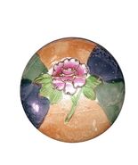 Hand Painted Ceramic Trinket Box Floral Round Lidded 4.25”W x 2” T Gold Accents - $18.00