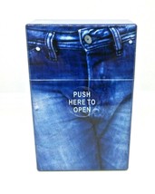 Fujima Blue Jean Design #3 King Size Auto Open Button Cigarette Case - $8.90