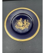 Vintage Limoges Cobalt Blue Gold Courting Couple Porcelain Decor Plate 9.5” - $24.70