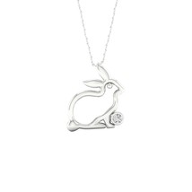 S925 Sterling Silver 0.05Ct TDW Rabbit Solitaire Necklace - £86.63 GBP