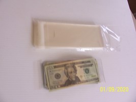 25 2.9&quot; X 6.8 &quot; CLEAR DOLLAR BILL ARCHIVAL STORAGE CELLOPHANE DISPLAY EN... - $29.24
