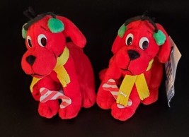 2 Vintage Christmas Scholastic Clifford the Big Red Dog Plush Stuffed Animals - £15.10 GBP