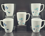 7 Corelle Dalena Mugs Set Corning Blue Turquoise Flowers White Porcelain... - £78.69 GBP