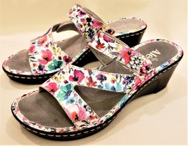 Alegria Wedge Heels Comfort Sandals/Shoes Size-8-8.5 Floral Print Leather - $49.97