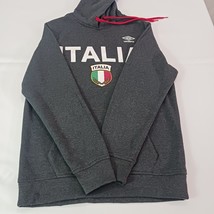 UMBRO Men's Sz M ITALIA Hoodie Gray Hoodie Pullover Sweatshirt Pocket Italy Flag image 15