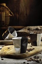 LaModaHome Crushed Porcelain Unique 220 cc Cream/Black Coffee and Tea Cups Set o - £85.42 GBP