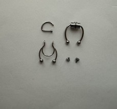 3 Piece Magnetic Non-Piercing  Nose Rings Silver - £14.65 GBP