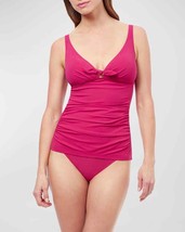 Profile By Gottex Dandy Halter Tankini TOP ONLY Cherry Red size 34D - £15.71 GBP