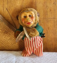 Vintage Wind Up Monkey Playing Cymbals 1960s Musical Chimp Doesn&#39;t Work ... - $22.44